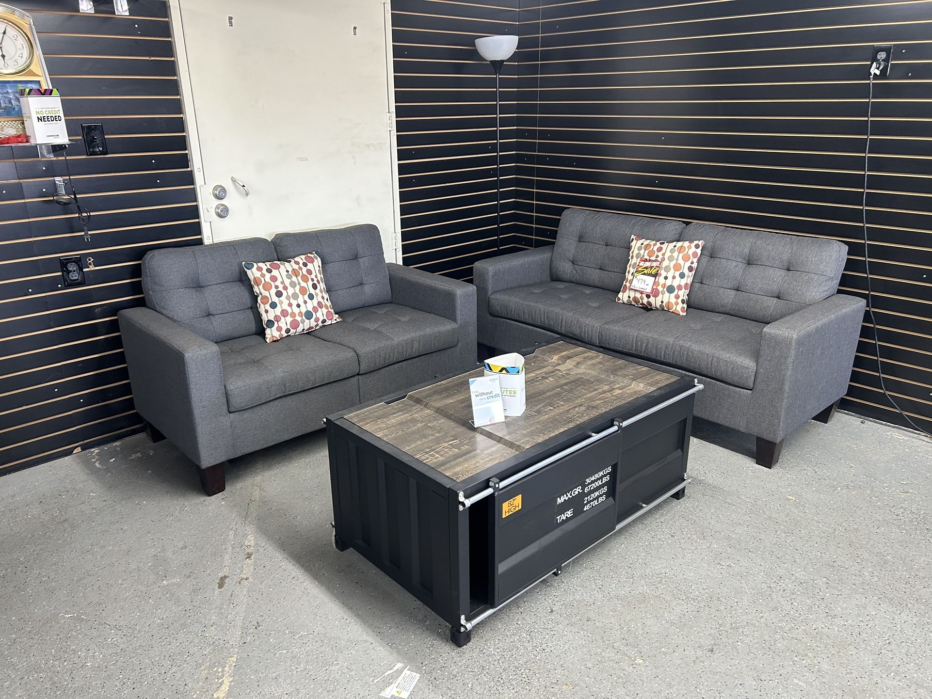 Sofa $ Loveseat Special! Available In Grey Or Black! Only $350 !