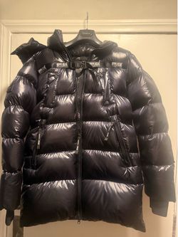 RARE AlphaStyle x Appliqué Audet Mens Long Hooded Down Parka - Men’s Med, Black
