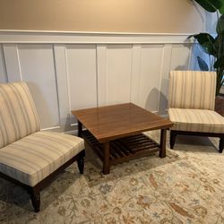 Pair Of Accent Chairs  & Square Coffee Table 