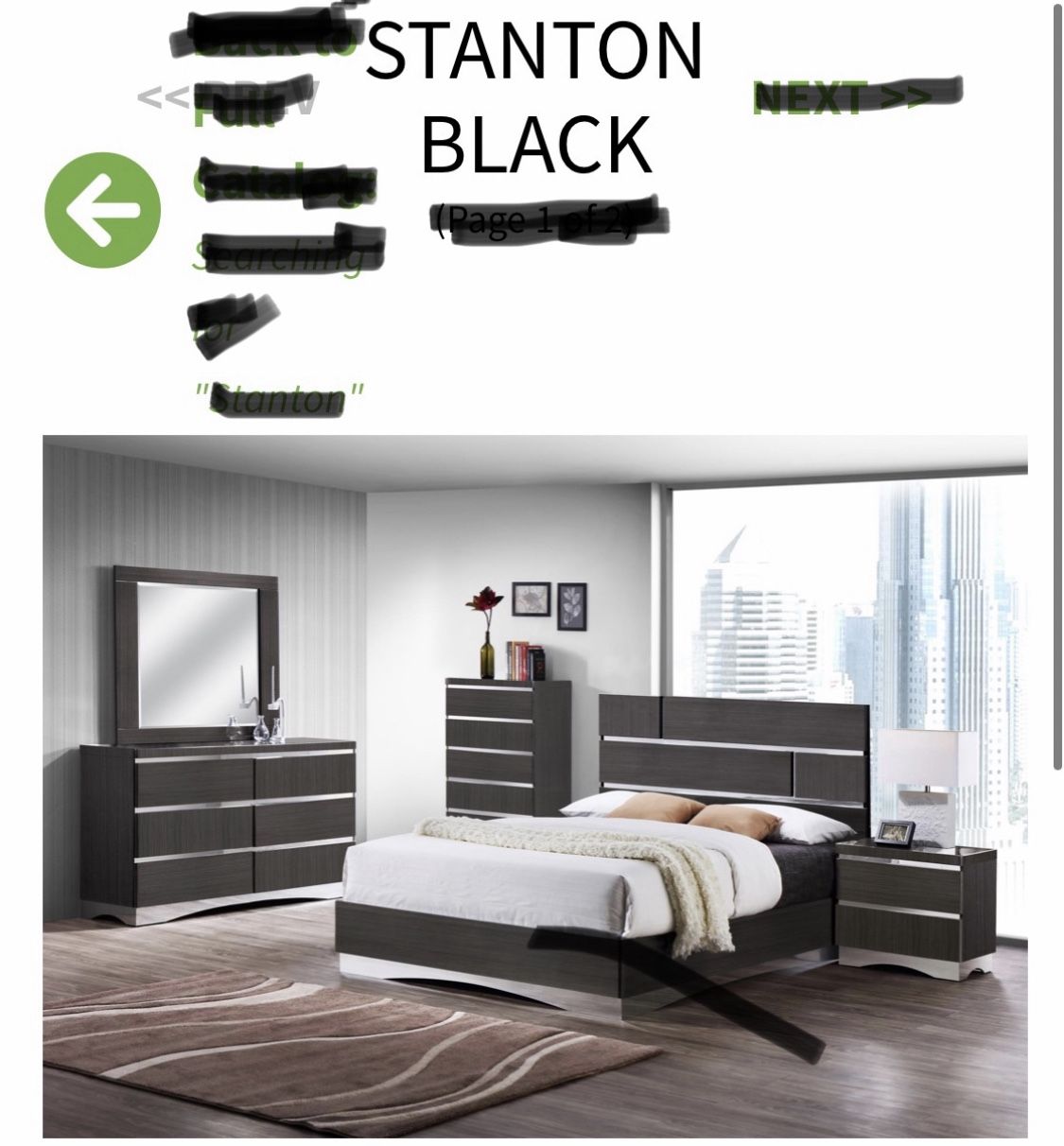 New Queen Size 5 Piece Bedroom Set Black Color