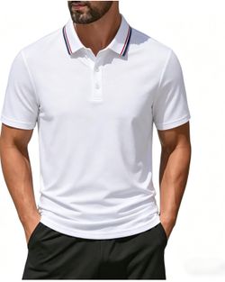 Men's Polo Shirt, Quick-Dry Short-Sleeve Golf T-Shirt, Moisture-Wicking, Collared Casual Work Top