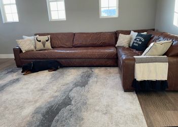 Restoration Hardware Maxwell Italian Leather Sectional – Brompton Cocoa