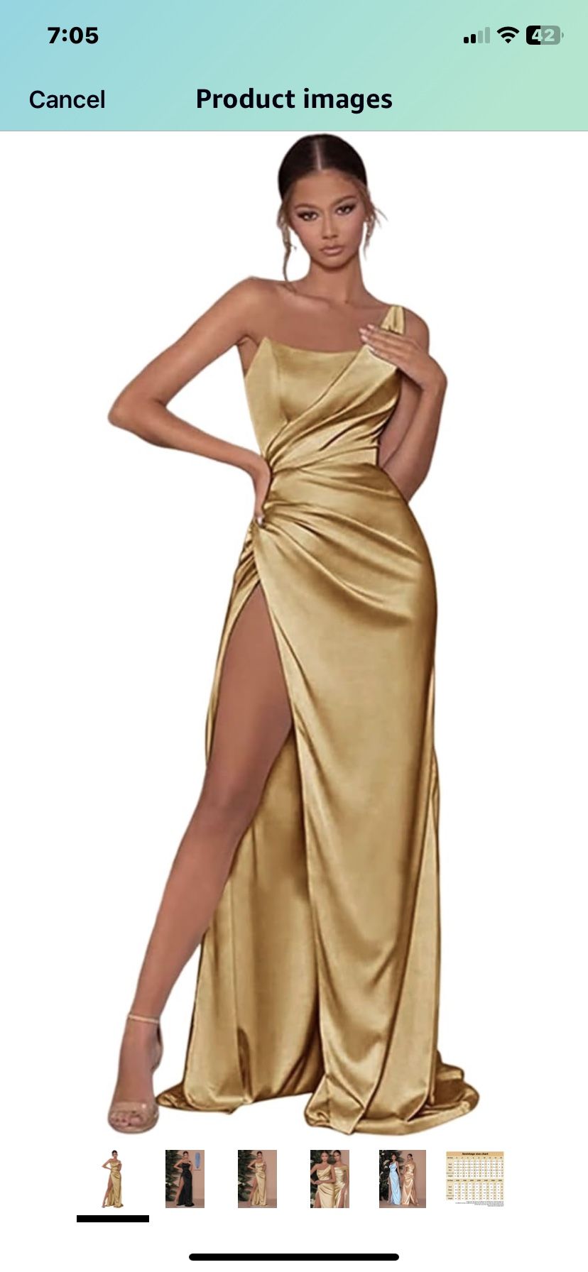 Bridesmaid/prom/formal Gold Dress