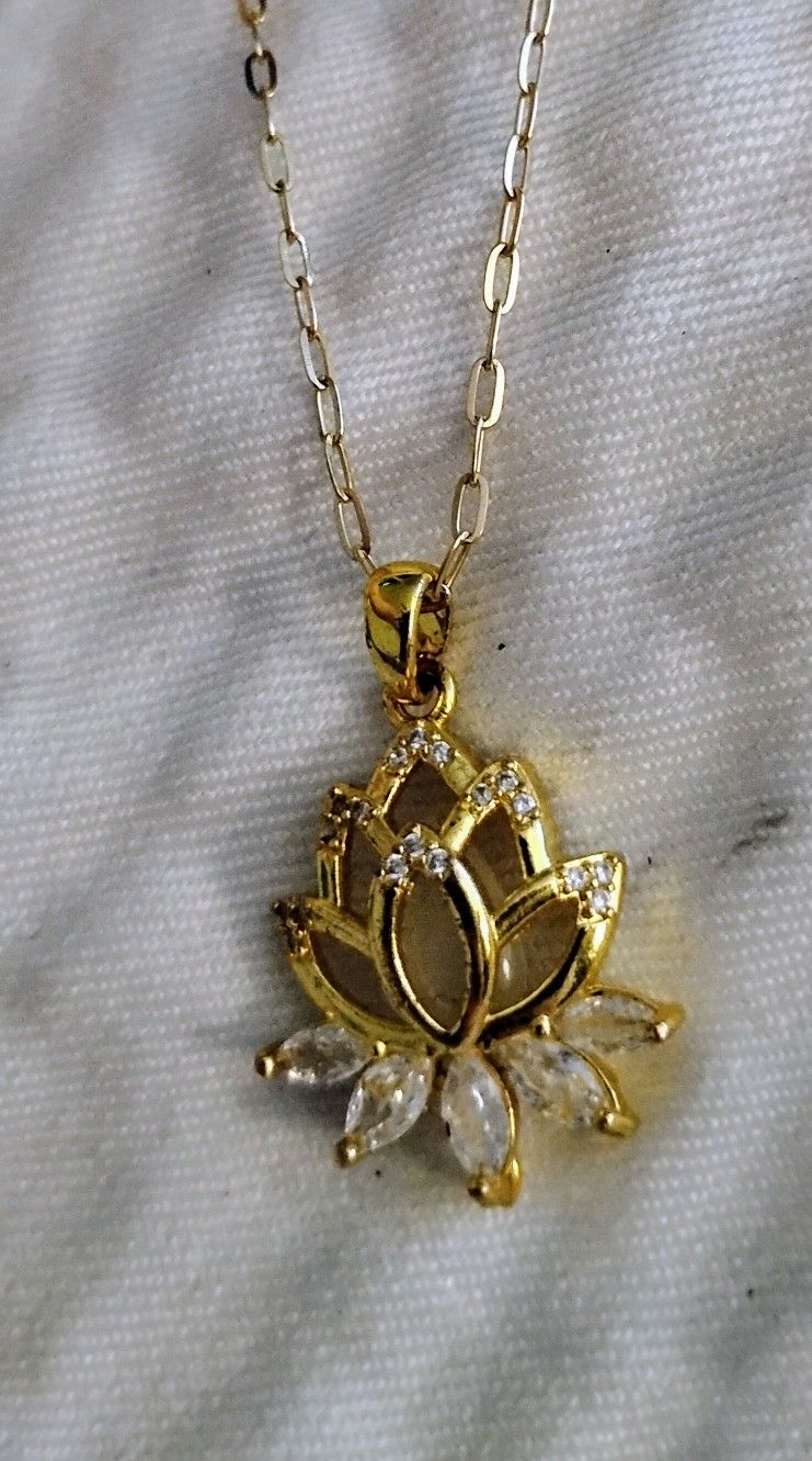 Lotus Pendant Silver with Gold Overlay Necklace