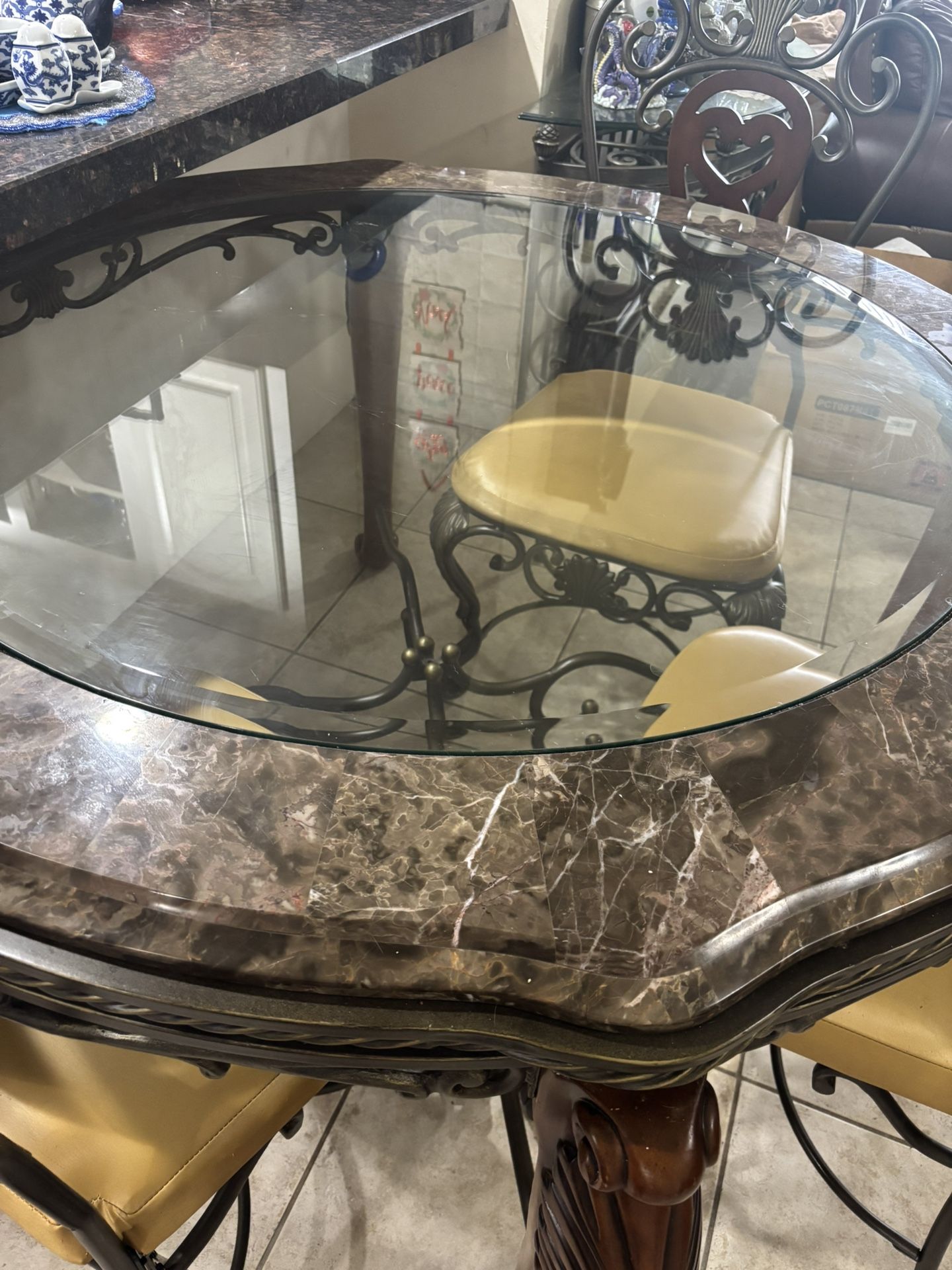 Glass & Marble Breakfast Table