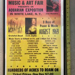 Framed Woodstock poster 1969, collectors item