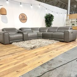 Top Grain Leather Reclining Sectional Couch - Free Delivery