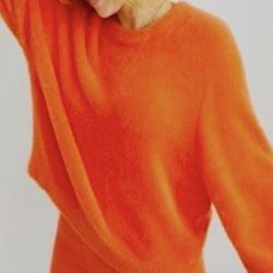 Aerie Crewneck Sweater Starburst Orange Size Large