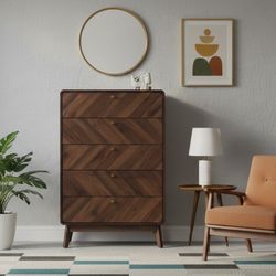 NEW Mid-Century Modern Storage Chest, MDF and wood construction