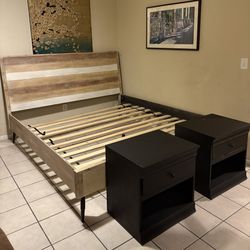 Solid Wood King Size Frame With Nightstands