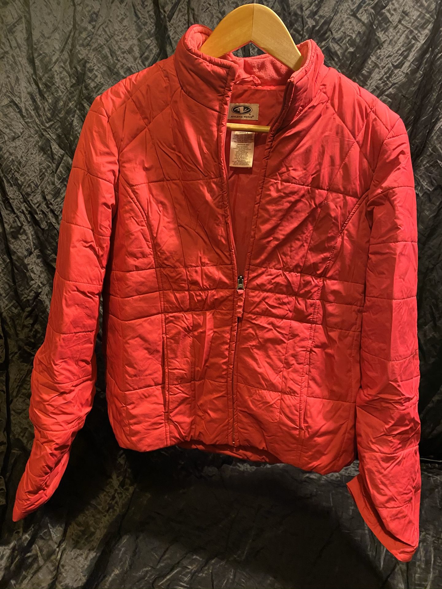 Athletic Works Puff Jacket Ladies Size S Hot Pink Zip