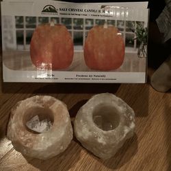 2 Piece Salt Crystal Candle Holders