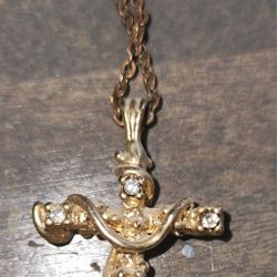 Vintage Gold Plated Cross Necklace 