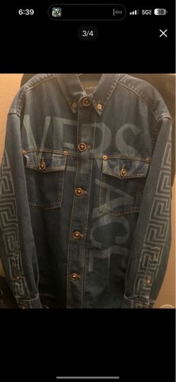 New denim Versace Greek key jacket XLarge $1695