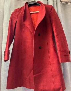 Women red insulated pea coat (s/m)