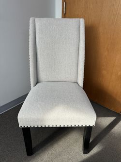 White Fabric Chair W/Nail Head Design 