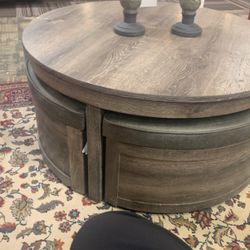 Coffe Table Set With 4 Storage Stools