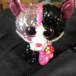 9” TY Beanie Babies Malibu Cat Flippables