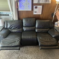 Black Leather Reclining Sofa