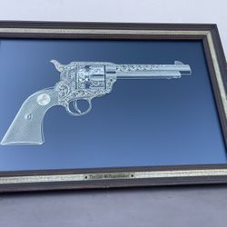 1979 Rare Franklin Mint Colt 45 Peacemaker 24k Gold Sterling Silver Silhouette, Framed
