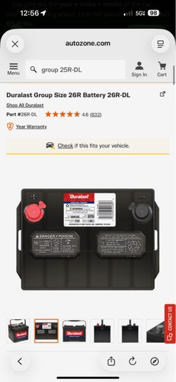 Duralast Group Size 26R Battery 26-DL