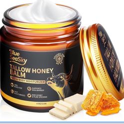 Upgraded Beef Tallow for Skin Handmade Whipped Organic Grass-Fed Tallow Balm with Raw Wild Honey for Eczema & Rosacea,Non-Comedogenic Face,Body Moistu