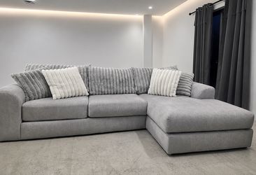 GREY SECTIONAL - velvet & corduroy 🩶😍🩶