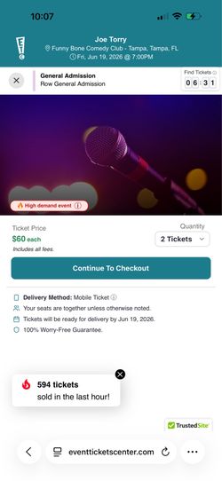 4 etickets for joe torry at the funny bone June 19th 7p