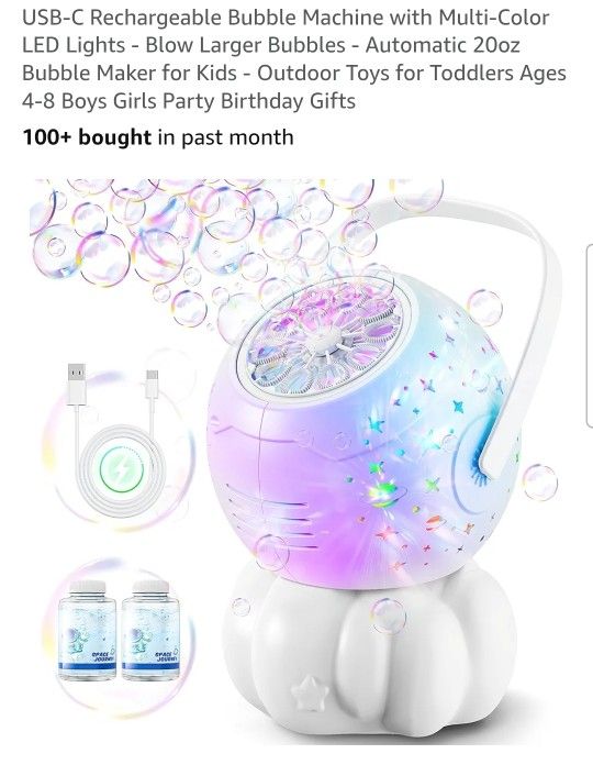 New Galaxy Bubble Machine Rechargeable With Bubble Juice And More