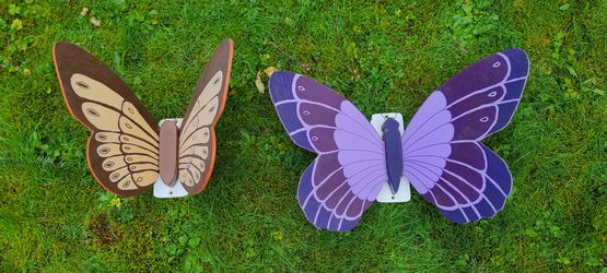 2 Beautiful Painted Wood Butterflies That Mount 