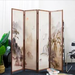 Loomveil 4-Panel Blackout Room Divider, 5.6 ft Tall Folding Privacy Screen - Double-Sided Freestanding