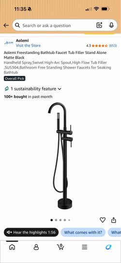 NEW Tub Faucet Black Free Standing