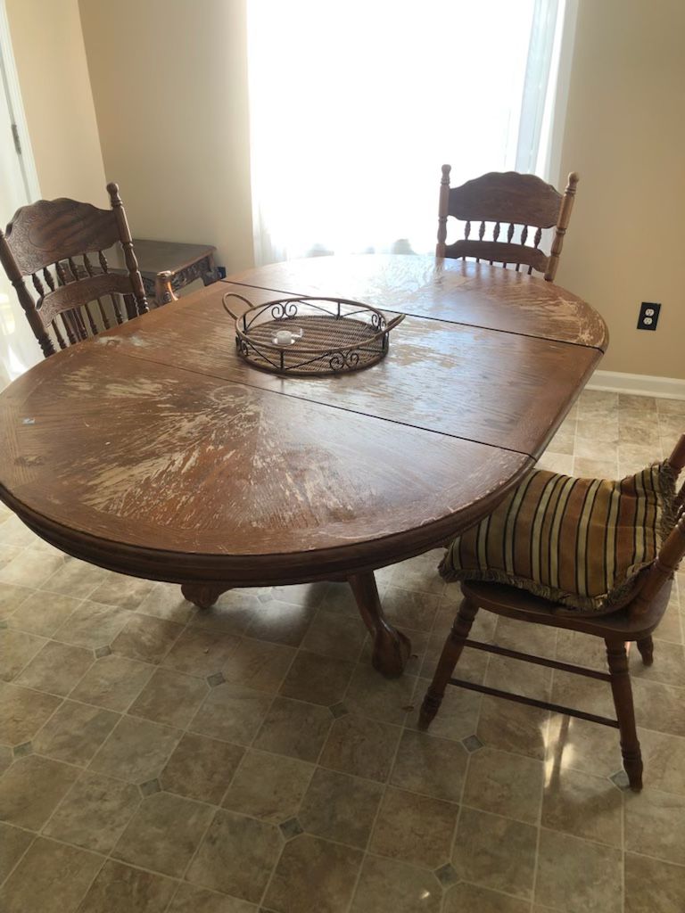 Dining Table With Three Chairs And Side Table