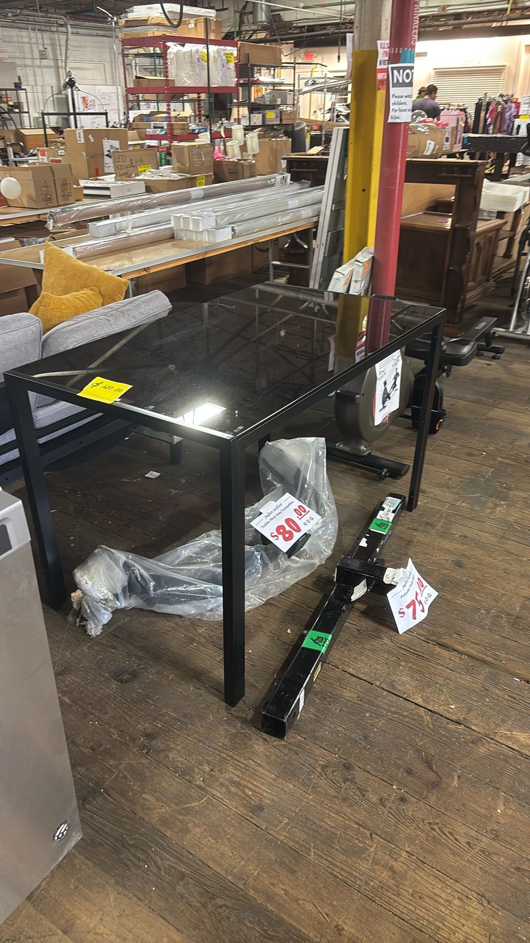 Black Metal Glass Top Table/desk