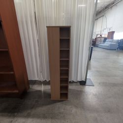 Light Wood Narrow Bookcase with Angled Shelves