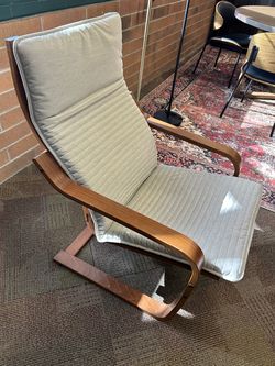 Ikea Poang Chair and Knisa Light Beige Cushion