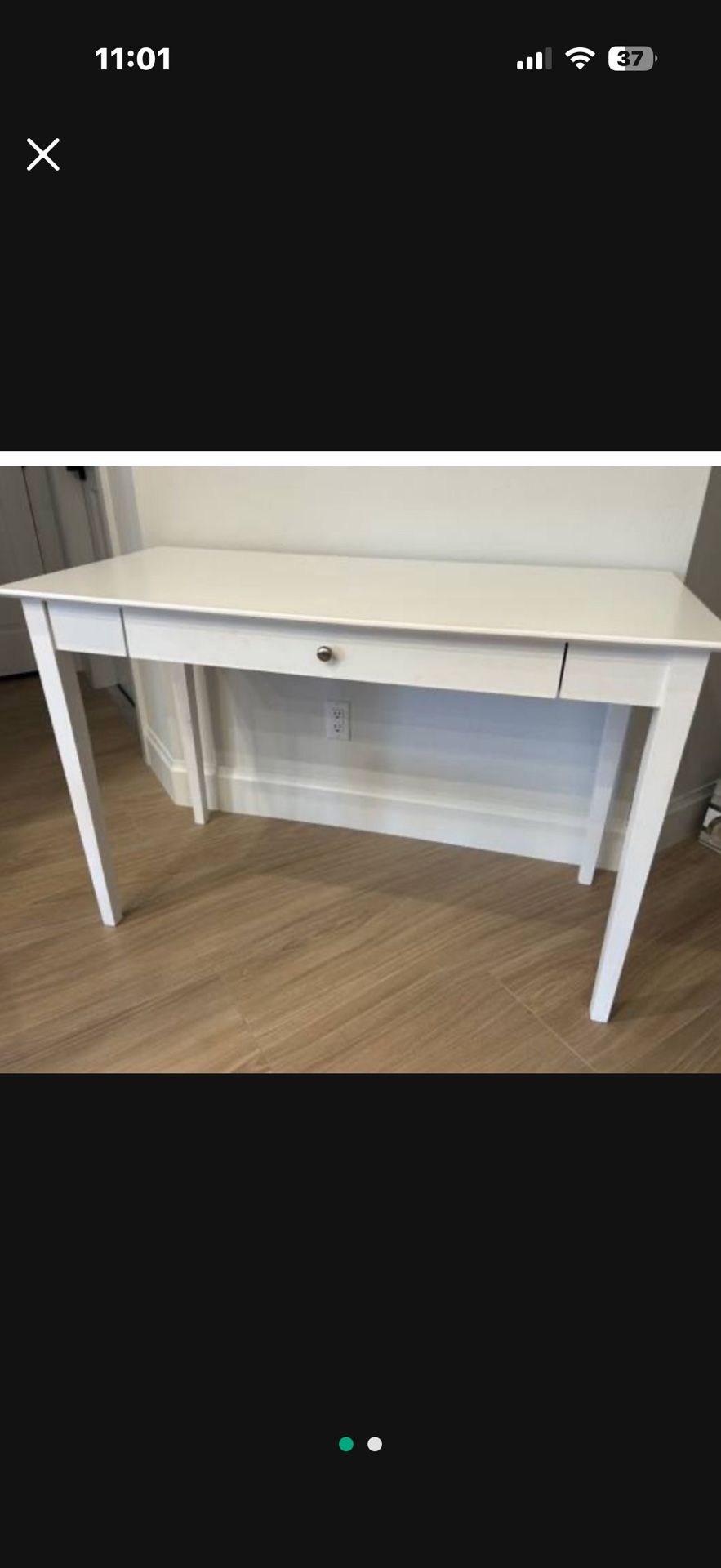 White Wood Desk With One Drawer