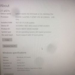 HP PAVILLON 27-a127c Touchscreen Comp All In One