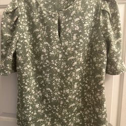 Sage green floral print top