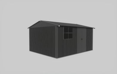 Metal garden sheds 10ftx12ft outdoor storage sheds black with window with sliding door