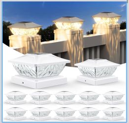 ENSLI 12 Pack Solar Post Cap Lights, 2 Mode Bright Solar Post Lights Outdoor Waterproof, Outdoor Post Lights Solar Powered Deck Lights for 4x4 4.5x4.5