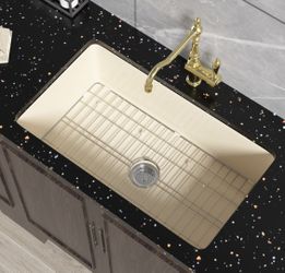 32”x19”x10” Bone Color- Fireclay Undermount Kitchen Sink- Large Topmount Drop In Sink