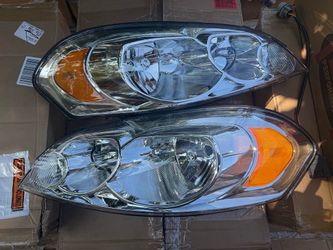 Chrome Housing With Amber Corners Headlights For 2006 To 2013 Chevy Impala & 06-07 Monte Carlo