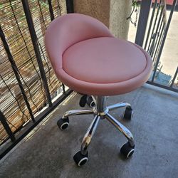 Pink Swivel Chair Rolling Stool