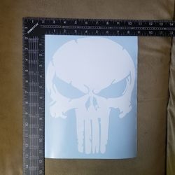 Punisher Skull Vinyl Decal - White