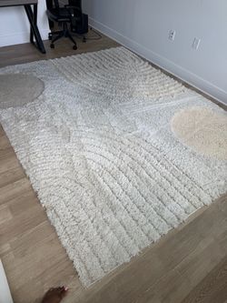 Modern Textured Cream Area Rug