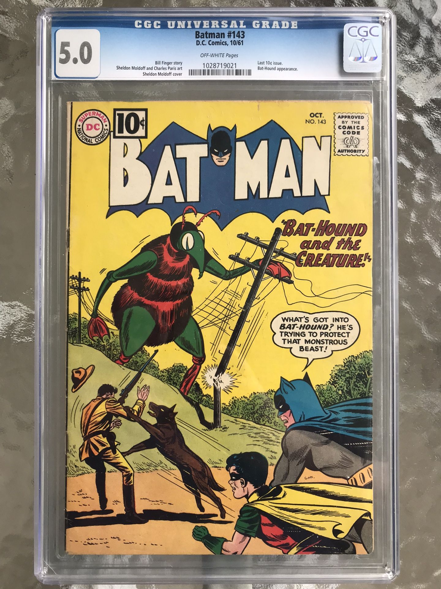 Batman #143 (1961) CGC 5.0 — Last 10-cent Issue; Bathound App.; Bill Finger