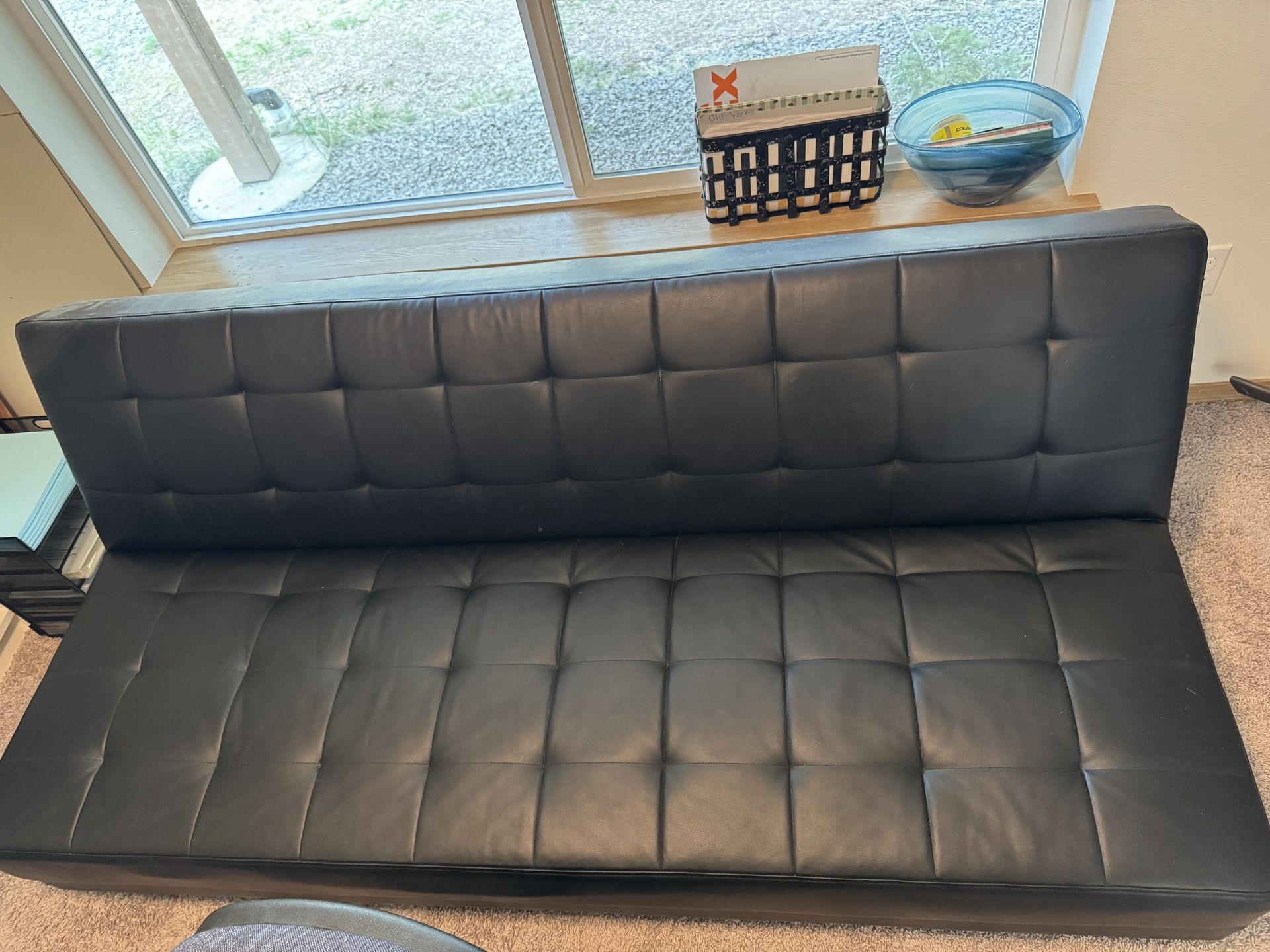 Rosina 118" Wide Faux Leather Reversible Sofa Bed & Chaise Sectional