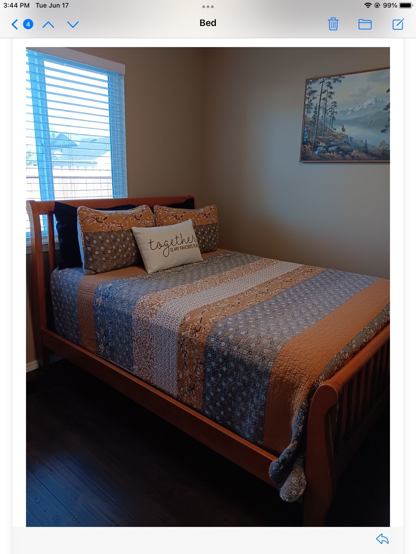 Full size Bed with Mattress and Box Spring