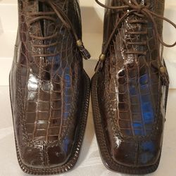 Mens Ostrich  Nile Crockadile  Brown Dress Shoes Size 10 New